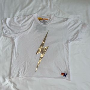 aviator nation gold and white lighting bolt Tee